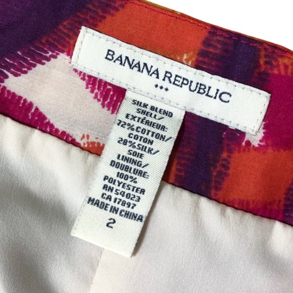 BANANA REPUBLIC Dress NWOT Size 2 Abstract Print Sundress Orange Purple Ruffles - Picture 2 of 5